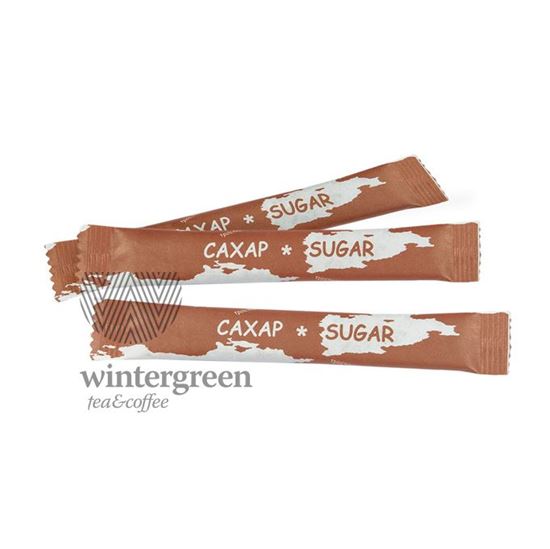 Изображение Сахар порционный тростниковый (коричневый) в стике (фасовка по 5 гр.) уп. 1 кг.