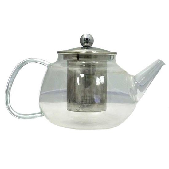 Изображение Чайник "Флокс" из жаропрочного стекла с металлической заварочной колбой, 750 мл., дно d90 мм.
