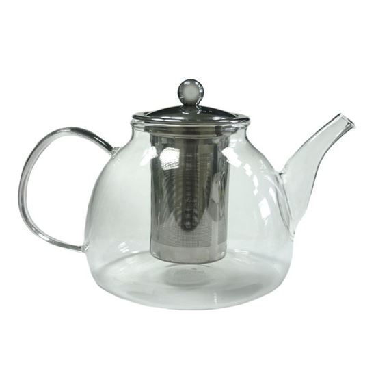 Изображение Чайник "Мальва" из жаропрочного стекла с металлической заварочной колбой, 1200 мл., дно d135 мм.