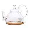 Изображение Чайник стеклянный "Георгин средний" с  пробковой подставкой и пружинкой- фильтром в носике, 600 мл., дно d95 мм.
