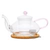 Изображение Чайник стеклянный "Миндаль низкий" с заварочной колбой,пробковой подставкой и пружинкой-фильтром в носике,450 мл., дно d70 мм.