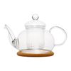 Изображение Чайник стеклянный "Орхидея" с заварочной колбой,пробковой подставкой и пружинкой-фильтром в носике.Объем 800 мл., дно d100 мм.