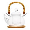 Изображение Чайник стеклянный "Мак" с  бамбуковой ручкой,заварочной колбой, пробковой подставкой и пружинкой- фильтром в носике,500 мл., дно d100 мм.