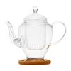 Изображение Чайник стеклянный "Гортензия" с заварочной колбой, пробковой подставкой и пружинкой- фильтром в носике,320 мл., дно d65 мм.