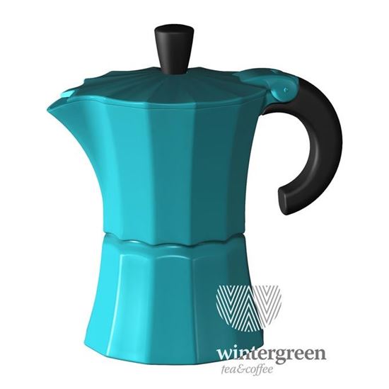 Изображение Гейзерная кофеварка Morosina (на 3 чашки). Цвет синий.