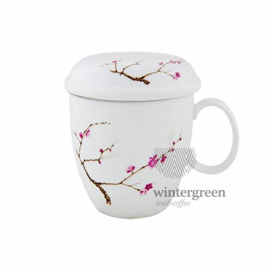 Изображение Кружка с крышкой и ситечком "Цветущая сакура", объём 350 мл