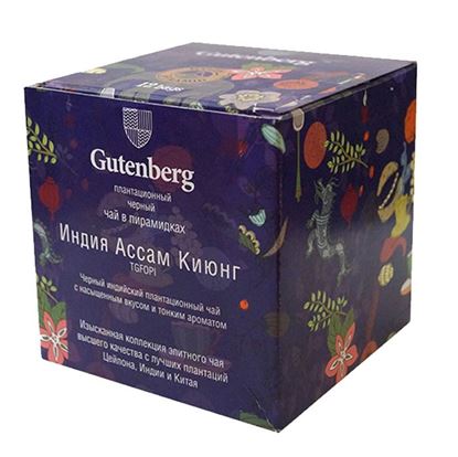 Изображение Чай Gutenberg Плантационный черный в пирамидке Ассам Киюнг TGFOPI (кор. 12 шт.)