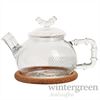 Изображение Чайник из жаропрочного стекла "Бамбук средний" с пружинкой-фильтром в носике и пробковой подставкой, 460 мл., дно d90 мм.