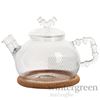 Изображение Чайник из жаропрочного стекла "Бамбук" с пружинкой-фильтром в носике и пробковой подставкой, 630 мл., дно d100 мм.